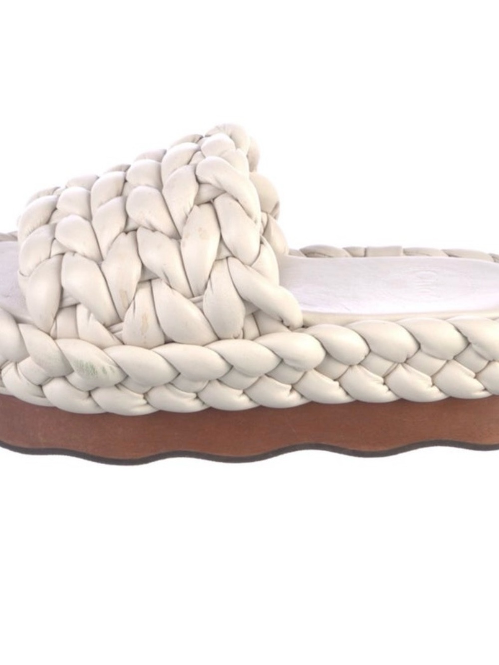 Chloe Platform Slide Sandal - Cream Braided Upper